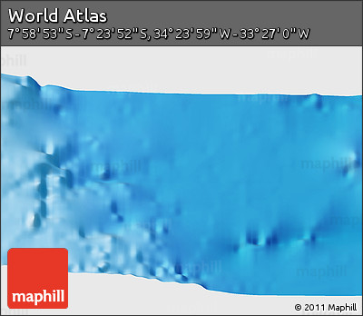 Physical 3D Map of the Area around 7° 41' 23" S, 33° 55' 29" W