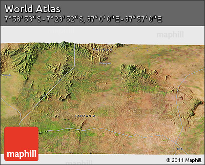 Satellite 3D Map of the Area around 7° 41' 23" S, 37° 28' 30" E