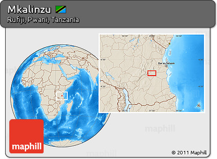 Shaded Relief Location Map of Mkalinzu