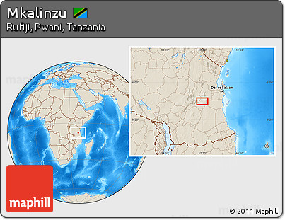 Shaded Relief Location Map of Mkalinzu