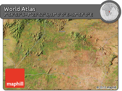 Satellite Map of the Area around 7° 41' 23" S, 37° 28' 30" E