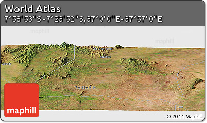 Satellite Panoramic Map of the Area around 7° 41' 23" S, 37° 28' 30" E