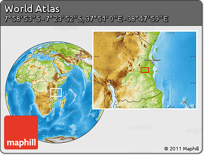 Physical Location Map of the Area around 7° 41' 23" S, 38° 19' 30" E