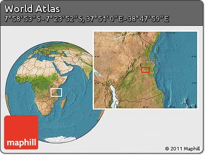 Satellite Location Map of the Area around 7° 41' 23" S, 38° 19' 30" E