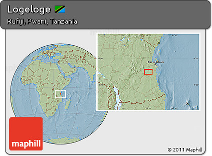 Savanna Style Location Map of Logeloge, hill shading