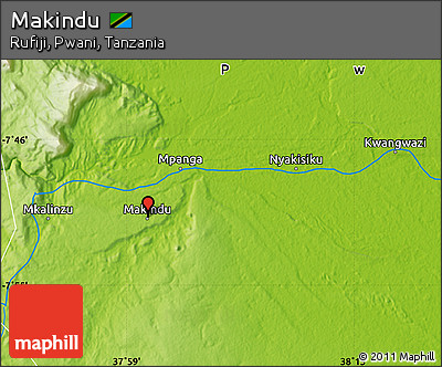 Physical Map of Makindu