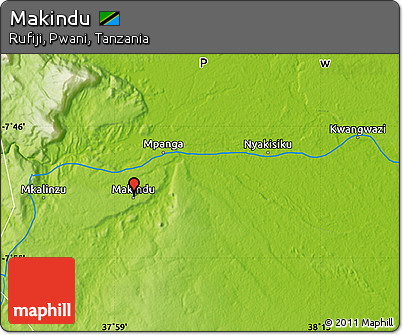 Physical Map of Makindu