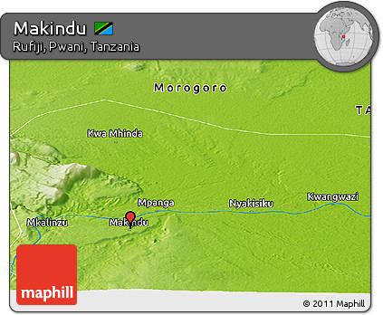 Physical Panoramic Map of Makindu