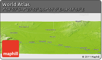 Physical Panoramic Map of the Area around 7° 41' 23" S, 38° 19' 30" E