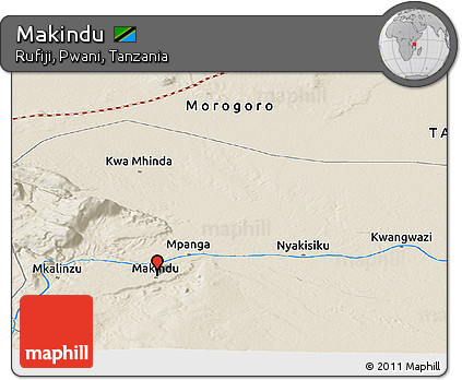 Shaded Relief Panoramic Map of Makindu