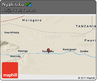 Shaded Relief Panoramic Map of Nyakisiku