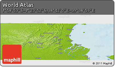 Physical Panoramic Map of the Area around 7° 41' 23" S, 39° 10' 29" E