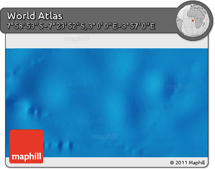 Physical 3D Map of the Area around 7° 41' 23" S, 3° 28' 30" E