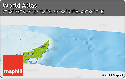 Physical Panoramic Map of the Area around 7° 41' 23" S, 40° 1' 29" E