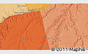 Political 3D Map of the area around 7° 41' 23" S, 44° 58' 30" W