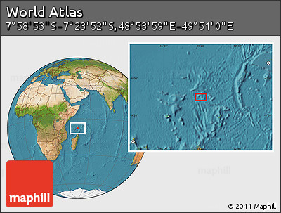 Satellite Location Map of the Area around 7° 41' 23" S, 49° 22' 30" E