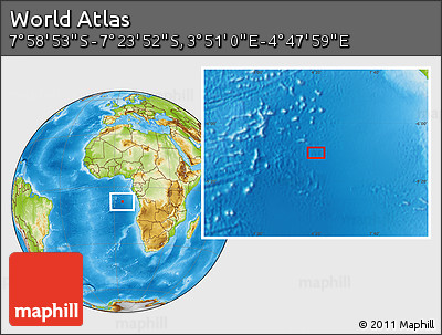 Physical Location Map of the Area around 7° 41' 23" S, 4° 19' 30" E