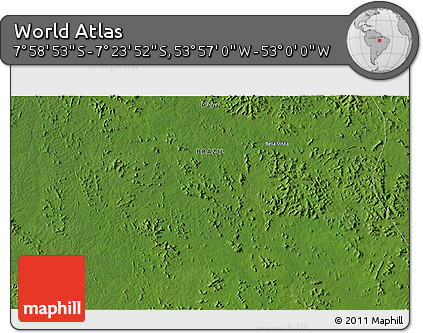 Satellite 3D Map of the Area around 7° 41' 23" S, 53° 28' 30" W