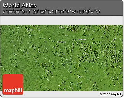 Satellite 3D Map of the Area around 7° 41' 23" S, 53° 28' 30" W