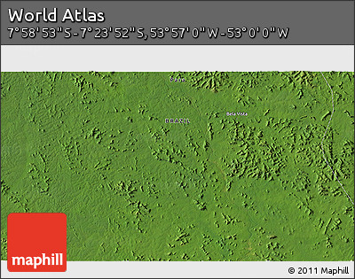 Satellite 3D Map of the Area around 7° 41' 23" S, 53° 28' 30" W