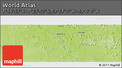 Physical Panoramic Map of the Area around 7° 41' 23" S, 53° 28' 30" W