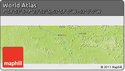 Physical Panoramic Map of the Area around 7° 41' 23" S, 53° 28' 30" W