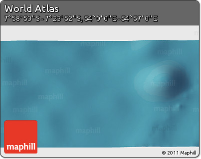 Satellite 3D Map of the Area around 7° 41' 23" S, 54° 28' 30" E