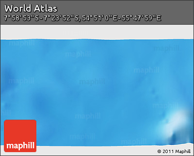Physical 3D Map of the Area around 7° 41' 23" S, 55° 19' 30" E