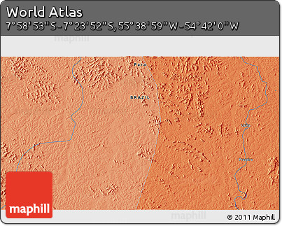 Political 3D Map of the Area around 7° 41' 23" S, 55° 10' 29" W
