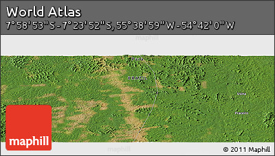 Satellite Panoramic Map of the Area around 7° 41' 23" S, 55° 10' 29" W