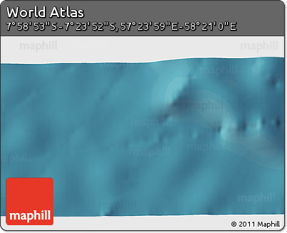 Satellite 3D Map of the Area around 7° 41' 23" S, 57° 52' 30" E