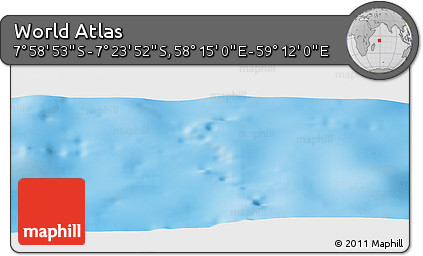 Physical Panoramic Map of the Area around 7° 41' 23" S, 58° 43' 30" E