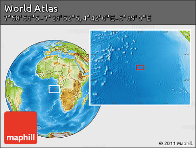 Physical Location Map of the Area around 7° 41' 23" S, 5° 10' 30" E