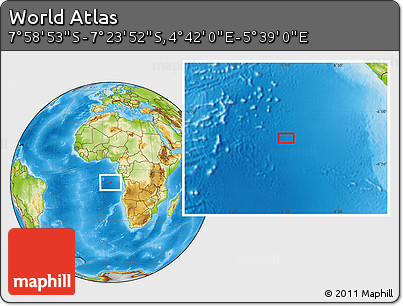 Physical Location Map of the Area around 7° 41' 23" S, 5° 10' 30" E