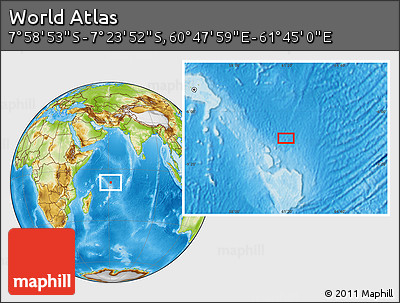 Physical Location Map of the Area around 7° 41' 23" S, 61° 16' 29" E