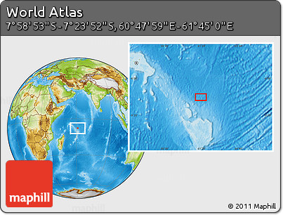 Physical Location Map of the Area around 7° 41' 23" S, 61° 16' 29" E