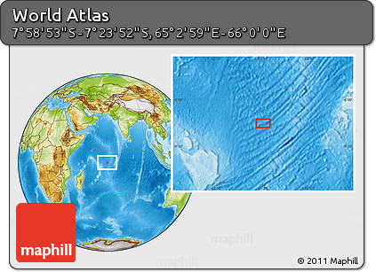 Physical Location Map of the Area around 7° 41' 23" S, 65° 31' 30" E