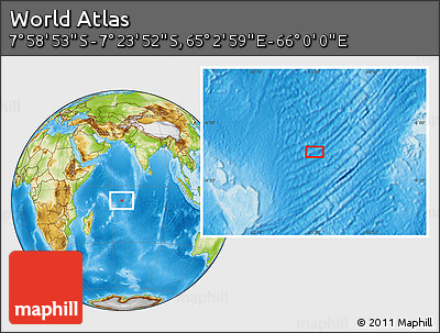 Physical Location Map of the Area around 7° 41' 23" S, 65° 31' 30" E