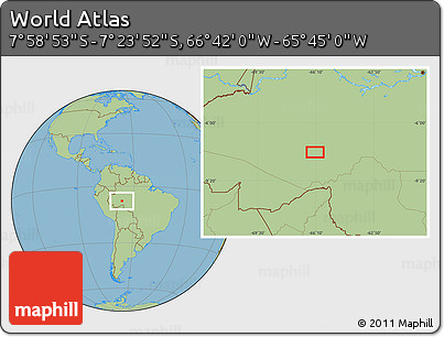 Savanna Style Location Map of the Area around 7° 41' 23" S, 66° 13' 29" W
