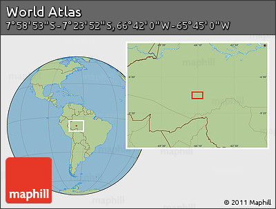 Savanna Style Location Map of the Area around 7° 41' 23" S, 66° 13' 29" W