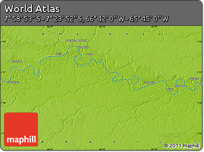 Physical Map of the Area around 7° 41' 23" S, 66° 13' 29" W
