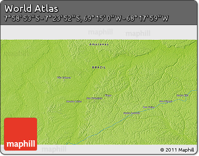 Physical 3D Map of the Area around 7° 41' 23" S, 68° 46' 30" W