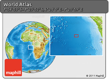 Physical Location Map of the Area around 7° 41' 23" S, 6° 52' 30" E