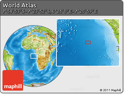 Physical Location Map of the Area around 7° 41' 23" S, 6° 52' 30" E