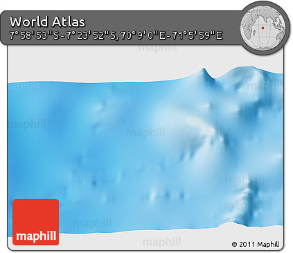 Physical 3D Map of the Area around 7° 41' 23" S, 70° 37' 30" E