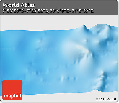 Physical 3D Map of the Area around 7° 41' 23" S, 70° 37' 30" E