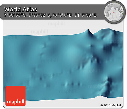 Satellite 3D Map of the Area around 7° 41' 23" S, 70° 37' 30" E