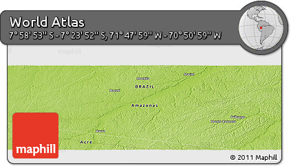 Physical Panoramic Map of the Area around 7° 41' 23" S, 71° 19' 29" W
