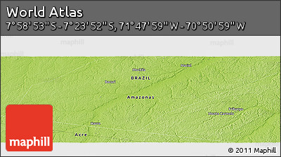 Physical Panoramic Map of the Area around 7° 41' 23" S, 71° 19' 29" W