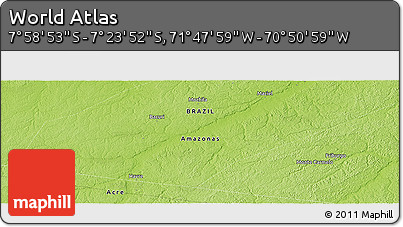 Physical Panoramic Map of the Area around 7° 41' 23" S, 71° 19' 29" W